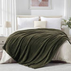 lot 15572 image: EXQ Home King Size Blanket for Bed or Couch - 3D Imitation Turtle Shell Jacquard Decorative Fleece Blankets - Cozy Soft Fuzzy Flannel Blanket Suitable for All Seasons(90�108,Moss Green)