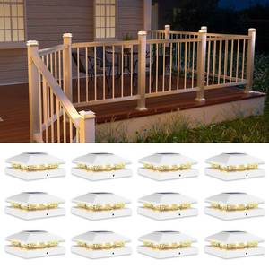 lot 15573 image: VOLISUN 4x4 Solar Post Cap Light 12pack,Solar Fence - Post Lights Outdoor Waterproof for WoodenVinyl Post,White Deck Post Cap Light Solar Powered with Warm White for GardenPatioPorch
