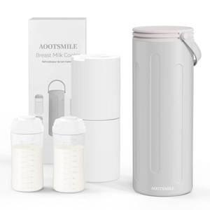 lot 15579 image: Portable Breast Milk Cooler for Travel, 22oz Large Capacity Breastmilk Chiller for Working Moms, 360° Cooling Keeps Milk Chilled 24 Hours, Includes 2 Baby Bottles, Breastfeeding Essentials