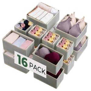 lot 15580 image: Kootek 16 Pack Drawer Organizer Clothes, Dresser Drawer Organizers for Clothing Fabric Foldable Closet Organizers and Storage Bins for Baby Clothes, Nursery, Underwear, Bras, Socks