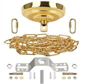 lot 16001 image: Sangle Soppfy Vingage Canopy Kit and Pendant Light Fixture Chain for Chandelier or Swag Light Fixtures,Maximum Weight of 60 Pounds, 6 feet,Heavy Duty,5 Inches Diameter (Pure Gold)
