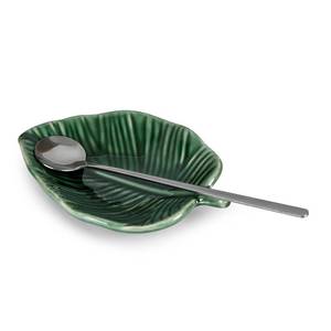 lot 16007 image: Koythin Ceramic Spoon Rest for Stove Top, Cute Green Leaf Shaped Spoon Holder for Kitchen Countertop, Cooking Kitchen Utensil Spatula Rest (1-Piece)