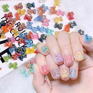 lot 16020 image: Bear Nail Art Decorations, 3D Mixed Colorful Bear Nail Art Glitter Flakes, Resin Cute Bear Rhinestone Nail Art Design for Women Girls Manicure Acrylic Nails Supplies DIY Crafts Nail Art Tips(150pcs)