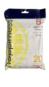 lot 16407 image: Happiness 20L Custom Fit Trash Bags White with Lemon Scent 20pk