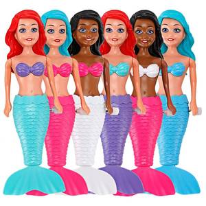 lot 16414 image: Mermaid Bath Toys for Toddlers Kids Girls - Princess Wind Up Tail Flap Floating Water Bathtub Toys, Swimming Pool Bathing Time Fun (6 Pack)