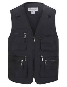 lot 16419 image: Gihuo Mens Fishing Vest Utility Safari Travel Vest with Pockets Outdoor Work Photo Cargo Fly Summer Vest (Black, X-Large)