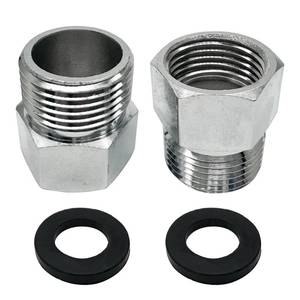 lot 16431 image: 2Pcs Brass Faucet Adapter, G 12 Female to 78 Male Reducer, Compression Fitting for Kitchen Bathroom, Pipe Connector with Rubber Washer (Silver)