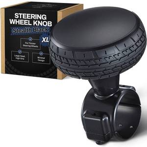 lot 16436 image: Steering Wheel Knob XL �� Stealth Black Edition, Heavy Duty No-Logo Spinner for Large Wheels (1.42��1.73), Smooth Bearings, Comfortable Grip for Trucks, Vans, Pickups, SUVs, Tractors, & Forklifts