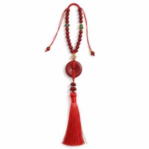 lot 16438 image: Chiorgone Cinnabar Car Charm, Red Accessories for Women, Rear View Mirror Hanging Decor, Chinese Good Luck Feng Shui Ornament, Rearview Mirror Decoration, Adjustable Interior Pendant