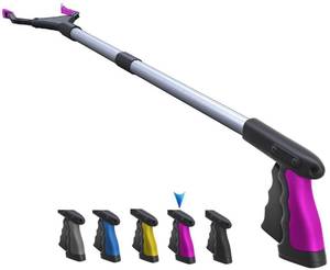 lot 16447 image: FitPlus 2025 Upgrade PowerGrip T9, Grabber Reacher Tool, Wide Jaw, Foldable, Steel Cable, with 96 Grip Points for Firm Grip, 32 with Magnet (Pink, 32 Inch)