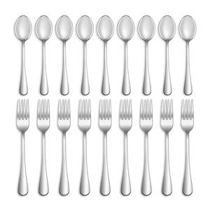 lot 16457 image: 16 Pcs Forks and Spoons Silverware Set,Food Grade Stainless Steel Flatware Cutlery Set for Home,Kitchen and Restaurant,Mirror Polished,Dishwasher Safe - 8 Dinner Fork(8 inch) and 8 Teaspoon(6.5 inch)