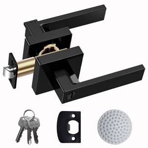 lot 16458 image: DSJJBLL Matte Black Door Handle Heavy Duty, Keyed Alike Entry Door Lever, Door Knobs with Lock and Key, Square Door Lever for Bedroom, Bathroom and Front Door