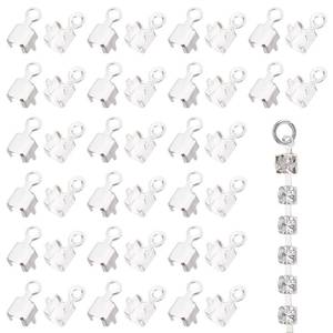 lot 16470 image: CHGCRAFT 200Pcs Brass Cup Chain Ends Rhinestone Cup Chain Connectors Sterling Silver Color Plated Charm Pendant Connectors for Jewelry Making or Decoration, 3x3mm, Hole About 1.5mm