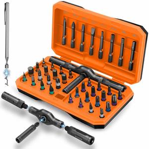 lot 16471 image: KELIN Magnetic Ratchet Screwdriver Set, 43 in 1 T Handle Ratchet Screwdriver Kits with S2 Steel Bits, Ratcheting Screwdriver for Home Daily Repair, DIY Projects, Ideal Gift for Men Husband (Orange)
