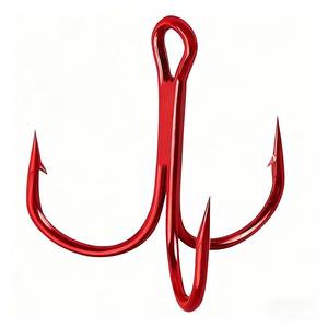 lot 16497 image: Persei 100pcs Fishing Hook Treble Hooks High Carbon Treble Hooks Super Sharp Solid Size 2 4 6 8 10 12 Triple Barbed Steel Fish Hook (Red, 4#-100pcs)