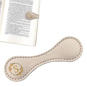 lot 18014 image: Estivaux Leather Magnetic Bookmarks for Women Men, Capital Letters Bookmark Monogram Book Marker Clip with Gold Initials Pink Leather Bookmark Charm for Book Lover Readers (Letter K)