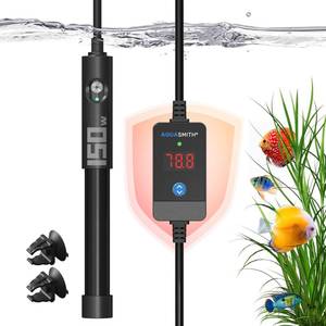 lot 18020 image: AQUASMITH Aquarium Heater,50w100w150w200w300w500w Submersible Fish Tank Heater,External LED Controller, with Over-Temperature Protection and Automatic Power-Off When Leaving Water for.