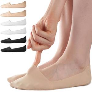 lot 18408 image: Sofier No Show Socks Womens, Non Slip Low Cut 6 Pairs Thin Silky Dress Footies Liner Invisible Socks Flats Loafers Sneakers Nude Black White