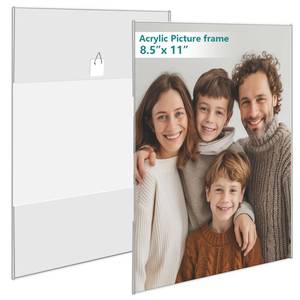 lot 18409 image: Bluesun 8.5x11 Picture Frame set of 2 pack Acrylic Frames -8.5x11 Business License Certificate Frame Great for Hanging Wall Vertical, Frameless Clear Frame Various Decorative Style