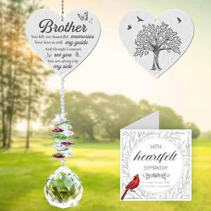 lot 18413 image: Sympathy Gifts for Loss of Brother,Brother in Heaven Ornaments, Memorial Crystal Suncatcher,Memorial Gifts for Loss of Brother,Christmas Tree Window Rainbow Maker Prisms Home Decor Gift