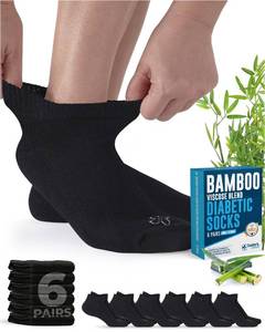 lot 18414 image: Doctors Select Viscose Bamboo Ankle Diabetic Socks for Women and Men - 6 Pairs  Diabetic Socks for Men 9-12  Mens Diabetic Socks  Neuropathy Socks for Women  Non Binding Socks  Black