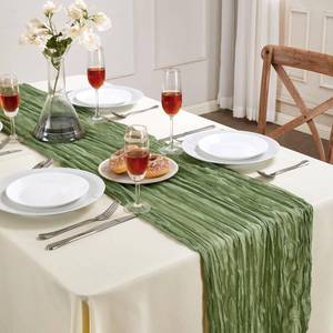 lot 18417 image: Sage Green Cheesecloth Table Runner 10FT Long Summer Boho Gauze Table Runner Rustic Sheer Runner for Spring Wedding Bridal Baby Shower Birthday Party Table Decor Easter Decorations