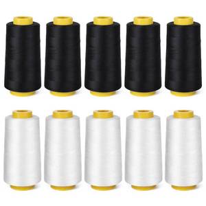 lot 18419 image: HANLANXUE 10 Cones Serger Thread for All-Purpose Sewing Black & White Heavy Duty Polyester Thread for Sewing Machine 3000 Yards Each Spool Serger