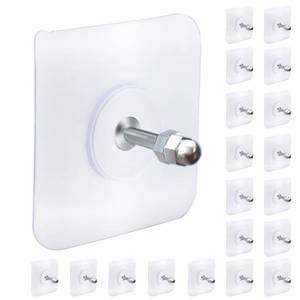 lot 18422 image: AIERSA Heavy Duty Adhesive Hooks, Wall Hooks for Hanging, Screw Free Sticker, Seamless Screws for Wall Mount, 2 in 1 Reusable, White, 20 Pcs, 16mm