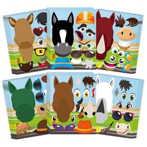 lot 18432 image: ANGOLIO Derby Horse Face Stickers - 36Pcs Make a Derby Horse Stickers Waterproof Vinyl Decals Cute Fun DIY Craft Game Activity for Women Men Adult Race Game Birthday Preschool Classroom Party Favor