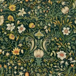lot 18445 image: REDAMANCY Vintage William Morris White Flower Damask Green Leaf Plants Peel and Stick Wallpaper Stick on Contact Paper Vintage Wall Paper Easy Peel Off for nightstand Drawer Cabinet Renter