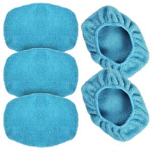lot 18447 image: eFuncar Car Care Microfiber Cloths for Windshield Cleaning Tool, Windshield Cleanner Wand Replaceable Glass Cleaning Bonnets, Interior Auto Window Cleaner Washing Pads, Fit 5, Blue, 5 Pack