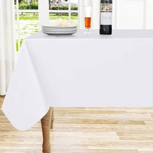 lot 18454 image: homing Rectangle Vinyl Tablecloth, Waterproof Spillproof Plastic Flannel Backed Table Cloth, Wipe Clean Table Cover for Dining, Buffet Parties and Camping (White, 60 x 102)