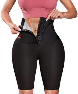 lot 18457 image: KUMAYES Sauna Sweat Pants for Women High Waist Slimming Shorts Compression Thermo Workout Exercise Body Shaper Thighs Black