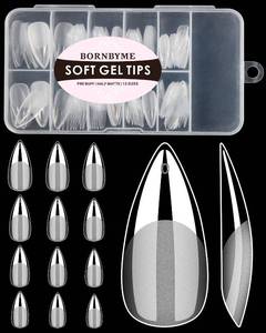 lot 18458 image: Soft Gel Nail Tips Medium Stiletto, 120PCS Pre Buff Full Cover Shaped Nail Extenison Tips Half Matte Gel Nail Tips BORNBYME