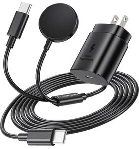 lot 18464 image: 2 in 1 for Samsung Watch Charger, 25W USB C Fast Charger Compatible with Galaxy Watch 88 ClassicUltra766 Classic5 Pro544 classic3Active2FE & Galaxy S26S25S24S23S2221 & for iPhone 17