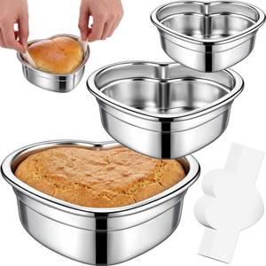lot 18469 image: Acellegic 3 Pcs Heart Shaped Cake Pans, 4.7 Inch Heart Shaped Cake Pan with 150 Parchment Paper, Stainless Steel Nonstick Baking Pans for Mothers Day Birthday Wedding Kitchen Baking Supplies