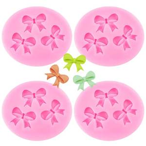 lot 18482 image: 4PCS Mini Fondant Bow Molds, Bow Silicone Chocolate Molds for Cake Decorating Cupcake Topper Gum Paste Polymer Clay