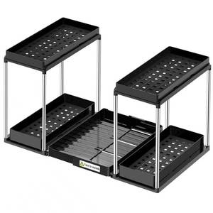 lot 19638 image: NIUXX Expandable Under Sink Organizer 2 Tier Under Cabinet Organizer - Double Pull Out Shelf Under Sink Storage for Kitchen - Bathroom and Laundry Room - Space Saving