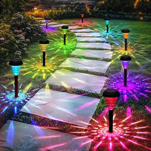 lot 19646 image: TISEJOY Solar Pathway Lights Outdoor Waterproof 12 Pack Color Changing Garden Light for Yard Patio Driveway Walkway Lawn Landscape Lighting for Outdoor 4th of July Decorations
