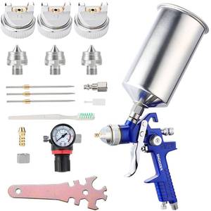 lot 19647 image: ENDOZER Professional HVLP Gravity Feed Air Spray Gun Set with 1.4 1.7 2.0mm Nozzles, Paint Gun with 1000cc Aluminum Cup for Auto Paint, Wall Painting, Base Coatings