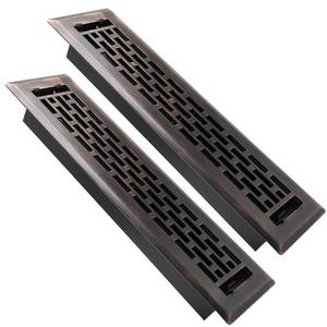 lot 19651 image: SANYCASA 2 Pack Floor Register 2x12 Inches Heavy Duty Walkable Steel Floor Vents Ease Adjust Air Flow Direction Floor Registers - Boston Design - Oil Rubbed Bronze Air Floor Vent Covers for Room