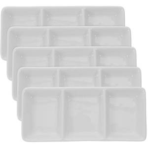 lot 19666 image: Ciieeo 5-Pack Ceramic Dipping Soy Sauce Dishes Triple Grid Small Condiment Bowls for Home Kitchen Dining Table Serving (3 Pack)
