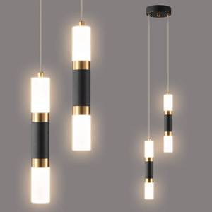 lot 19675 image: LIANGMH 2-Light Pendant Lights Kitchen Island Dimmable LED Modern Mini Pendant Light, Bedroom Small Pendant Light Fixtures (Black Gold)