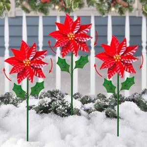 lot 19684 image: VividLadybug 5 Pack Outdoor Metal Autumn Mums Wind Spinners Yard & Patio Christmas Decor for Gardens Courtyards Lawns Christmas Decor and Thanksgiving Gifts