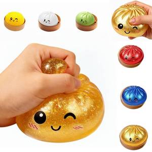 lot 19686 image: 2026 New Big Squishy Dumpling,Dumpling Squishy, Rainbow Dumplings, Cute Anxiety Relief Fidget , Soft Squeeze Decompression Dough for Adults (Glitter 4pcs)