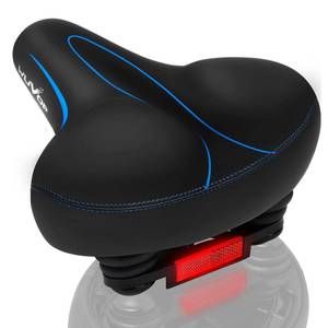 lot 19699 image: Oversized Bike Seat, Wide Bicycle Seat for Women Men Comfort, Universal Waterproof Bike Saddle Replacement with Safety Reflective Strip for Peloton, Exercise Bikes, Cruiser, City Bikes (All Black New)