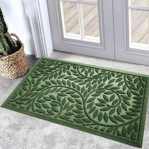 lot 20056 image: Bulijojo Front Door Mat Entrance,Durable Heavy Duty Welcome Mat,Thick Absorbent Natural Rubber Non Slip Mat,Sturdy Entryway Green, 17x30