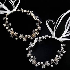 lot 20065 image: DonLeeving 2 PACK Wedding Hair Accessories - Flower Girl Headpiece & Headband - White Flower Pearl Hair Dress for Bride