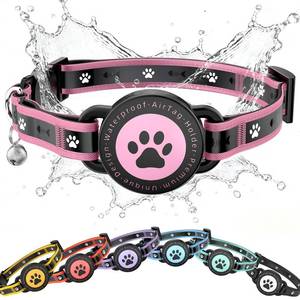 lot 20066 image: Airtag Cat Collar Breakaway, Reflective Cat Collar with AirTag Holder and Bell, Compatible with Apple Air Tag, Comfortable Padding, Adjustable, Durable (Pink, S)
