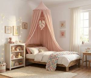 lot 20077 image: PlentiVive Bed Canopy for Girls, Princess Crib Canopy for Nursery, Dreamy Soft Hanging Canopy for Toddler Bed, Twin & Full Size, Kids Bed Canopy for Girls Room Decor & Reading Nook, Pink